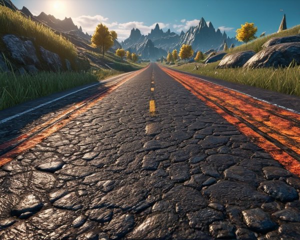 Winding Road Through Lush Landscape and Mountains