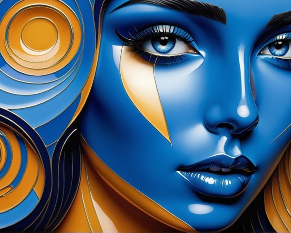 Portrait of a woman with blue and orange tones