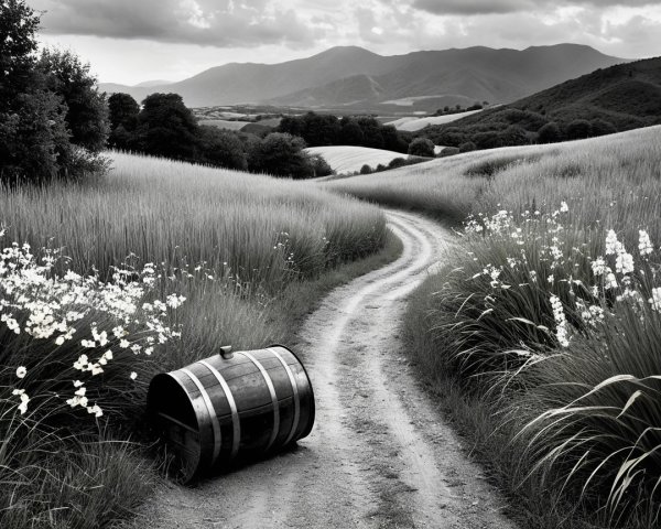 Winding Dirt Path Through Serene Landscape and Hills