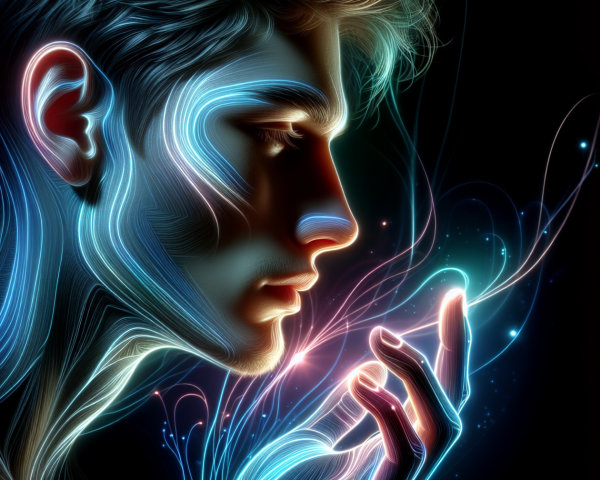 Stylized Profile of a Young Man with Vibrant Light