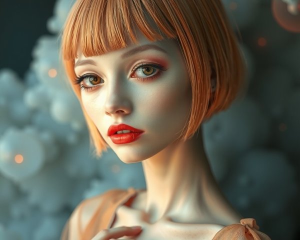 Portrait of a Young Woman with Chic Bob Hairstyle