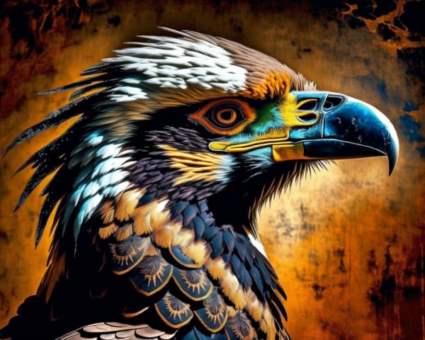 Majestic Eagle with Vibrant Plumage and Dramatic Background
