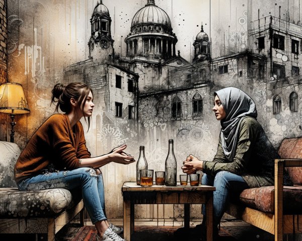 Cozy Living Room Conversation Between Two Women