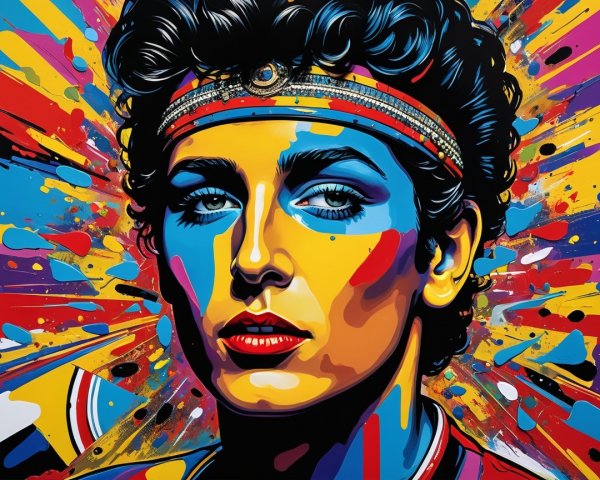 Vibrant Portrait of a Person with Curly Hair and Headband