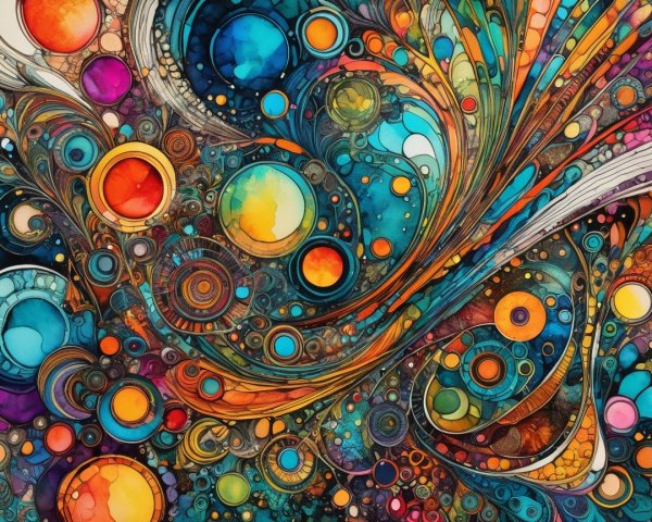 Intricate Abstract Design with Vibrant Colors and Patterns