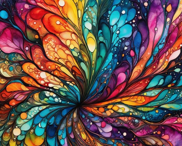 Vibrant Abstract Design with Flowing Shapes and Colors