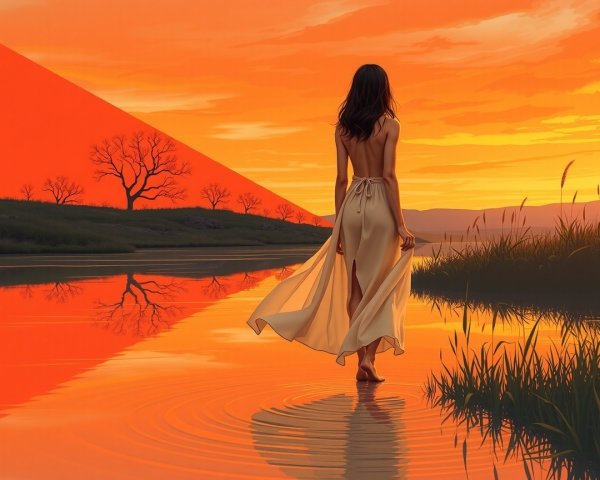 Serene Sunset with Vibrant Colors and Tranquil Scene