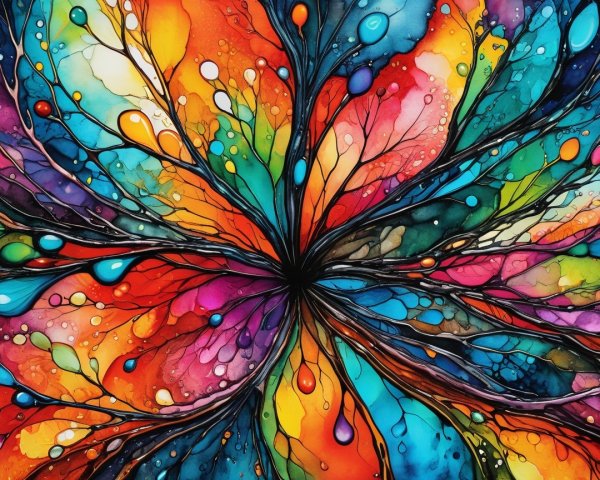 Vibrant Abstract Artwork with Colorful Kaleidoscope Effect