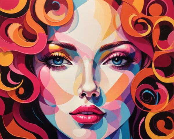 Vibrant Abstract Portrait of a Woman with Bold Colors
