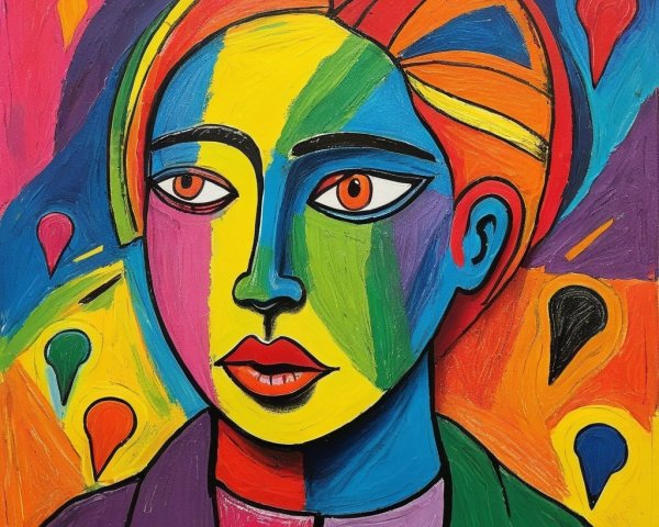 Abstract Portrait of a Woman with Geometric Shapes