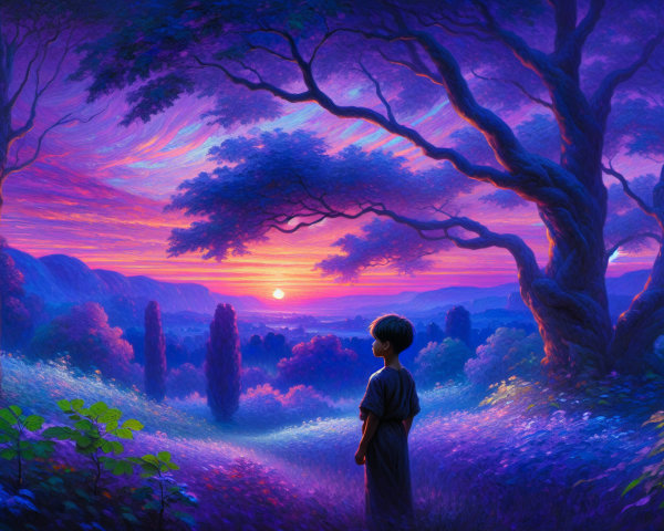 Serene Sunset Landscape with Vibrant Colors and Nature