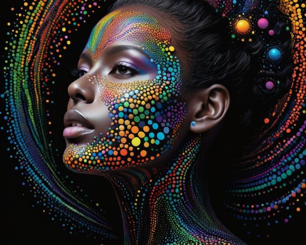 Portrait of a Woman with Colorful Painted Skin