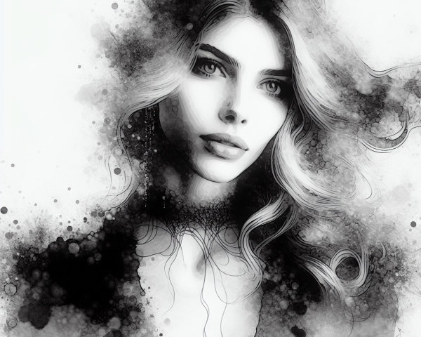 Black-and-White Artistic Portrait of a Young Woman