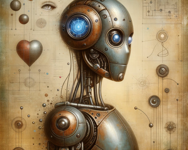 Futuristic Robot Design with Metallic Features and Accents