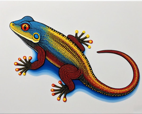 Vibrant Stylized Gecko with Intricate Patterns