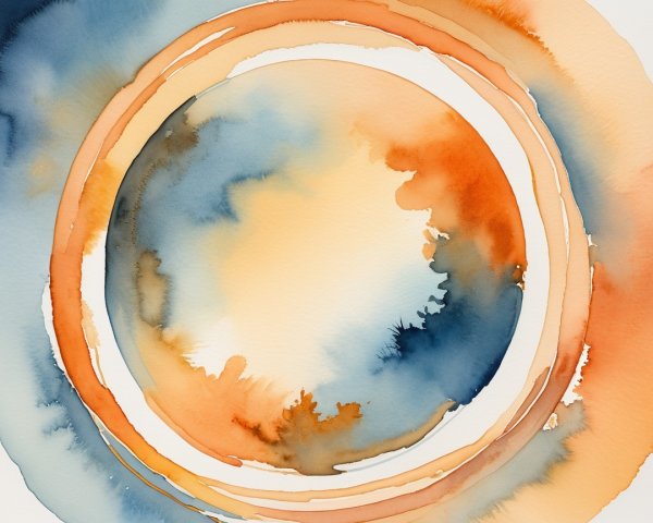 Abstract Watercolor Painting with Circular Design