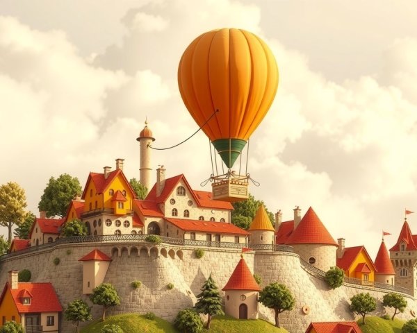 Whimsical Castle in a Fairy Tale Landscape Scene