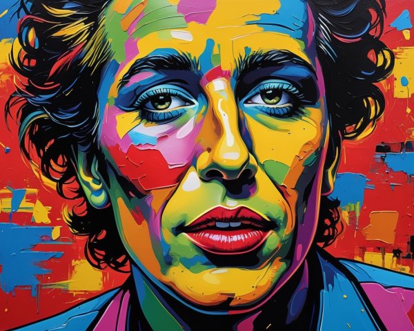 Vibrant Abstract Portrait with Colorful Brushstrokes