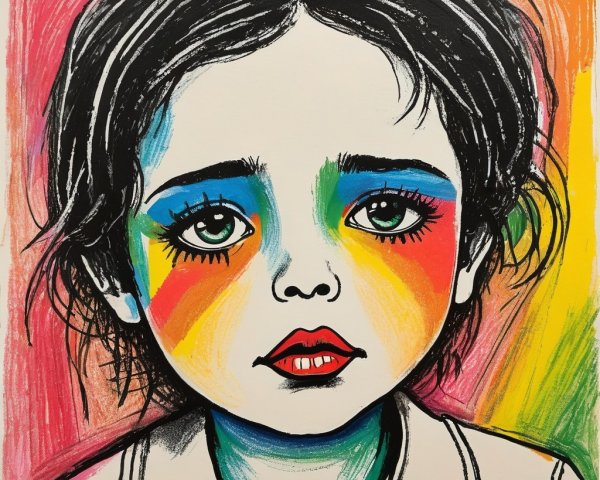 Stylized Portrait of a Child with Abstract Colors