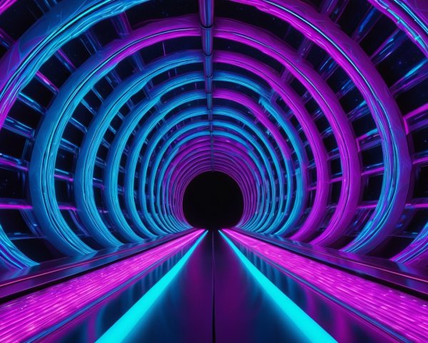 Futuristic Tunnel with Blue and Pink Illumination