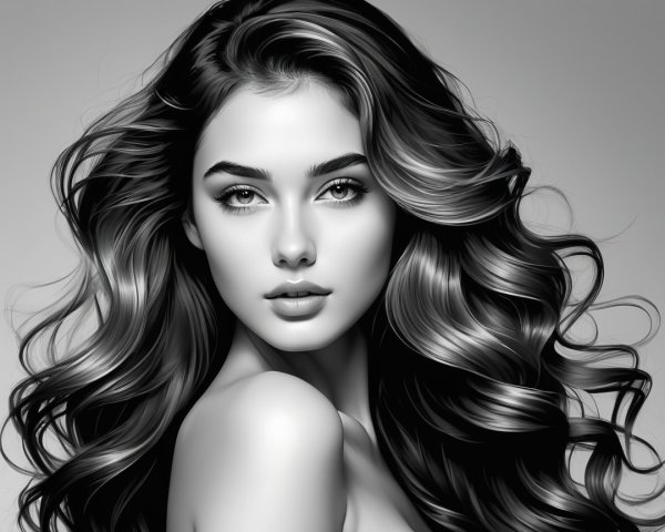 Black and White Portrait of a Young Woman