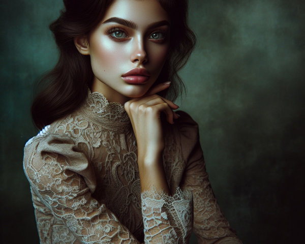 Elegant Young Woman with Striking Features and Green Eyes