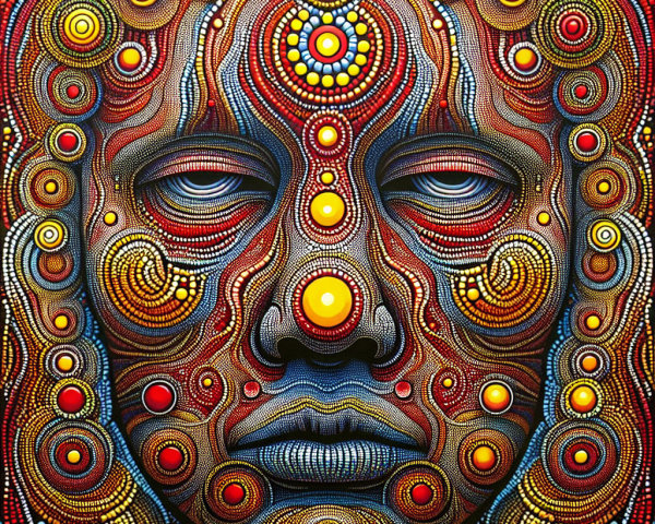 Abstract Human Face with Intricate Patterns and Colors