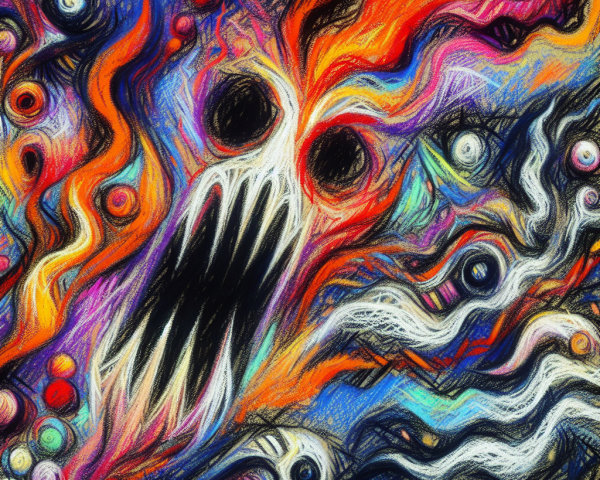 Abstract Colorful Skull with Surreal Movement Elements