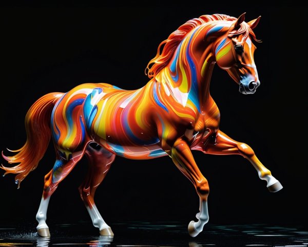 Vibrant Horse Figurine in Mid-Gallop Pose