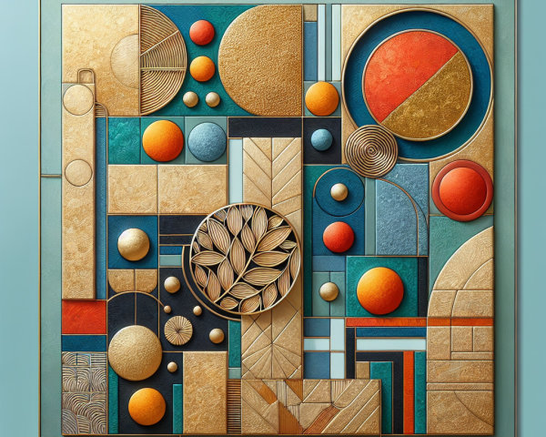Vibrant Abstract Design with Geometric Shapes and Textures
