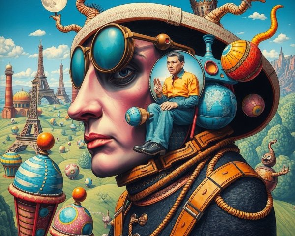 Surreal Landscape with Contemplative Giant Figure