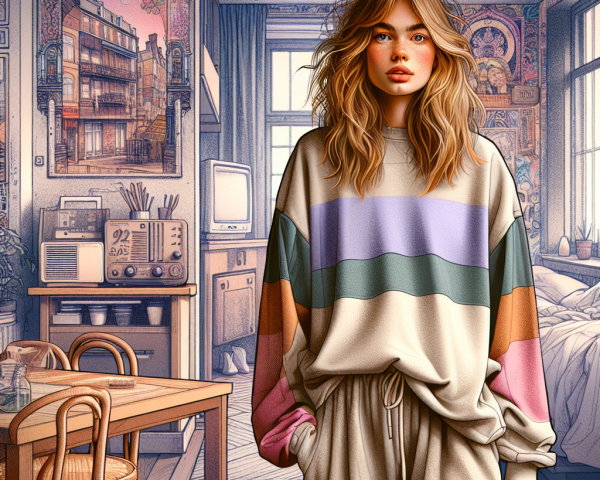 Vintage-Inspired Room with Confident Young Woman