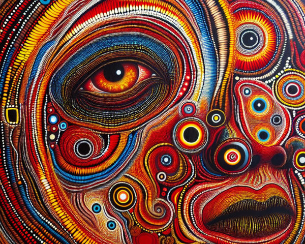 Abstract Portrait with Vibrant Colors and Patterns