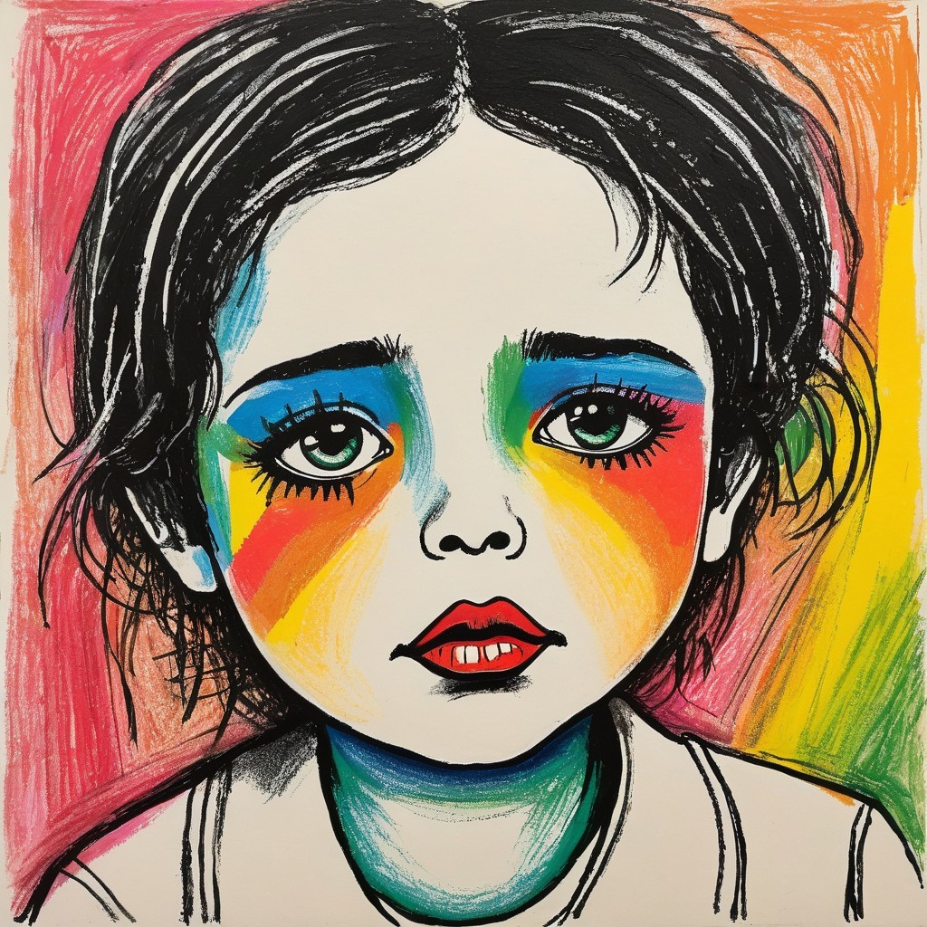 Stylized Portrait of a Child with Abstract Colors