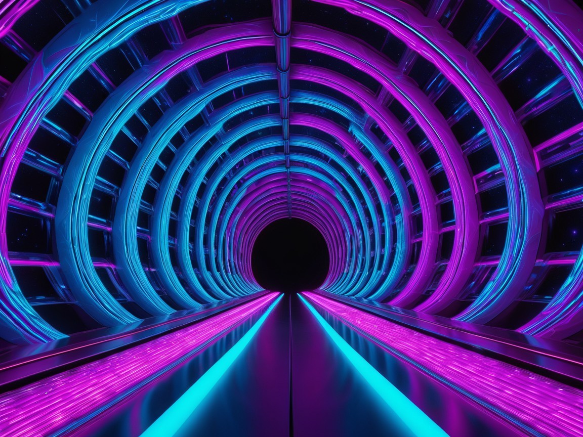 Futuristic Tunnel with Blue and Pink Illumination