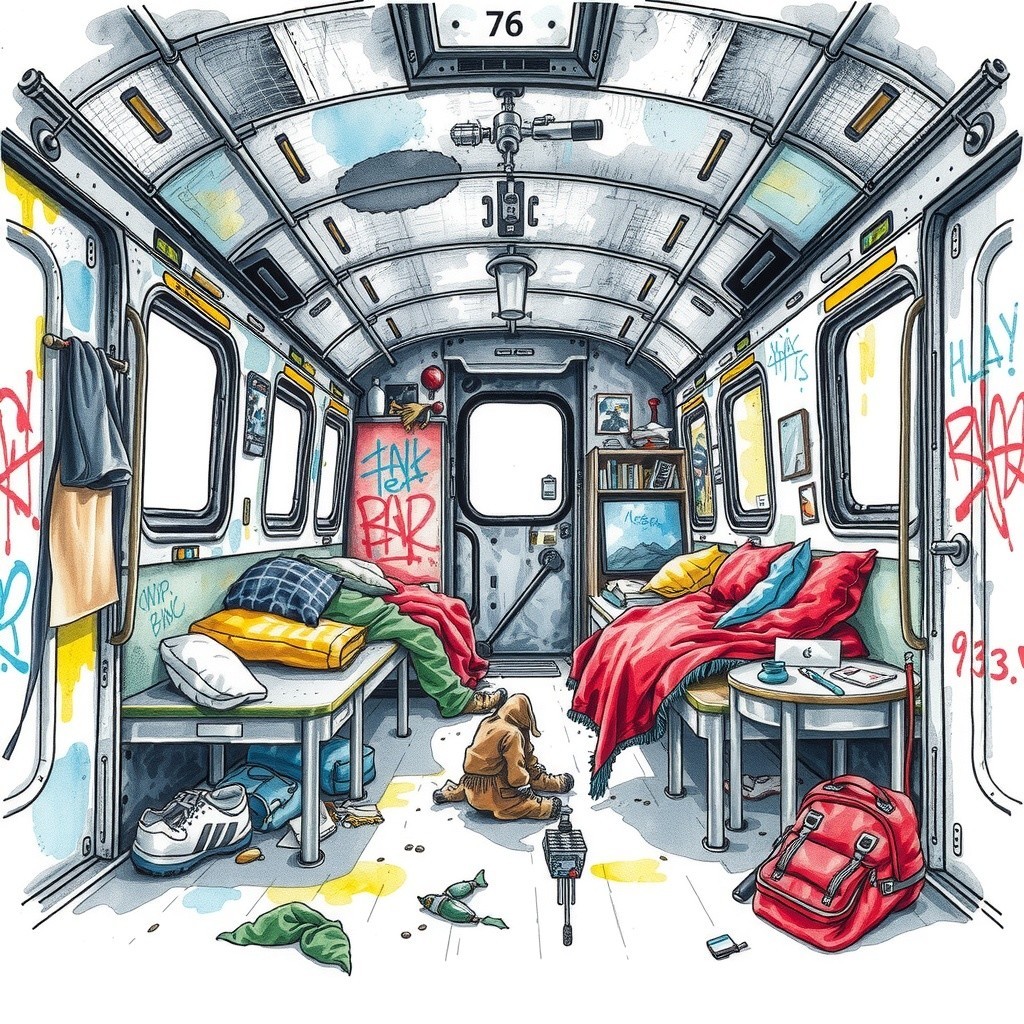 Subway Car Converted into Makeshift Living Space