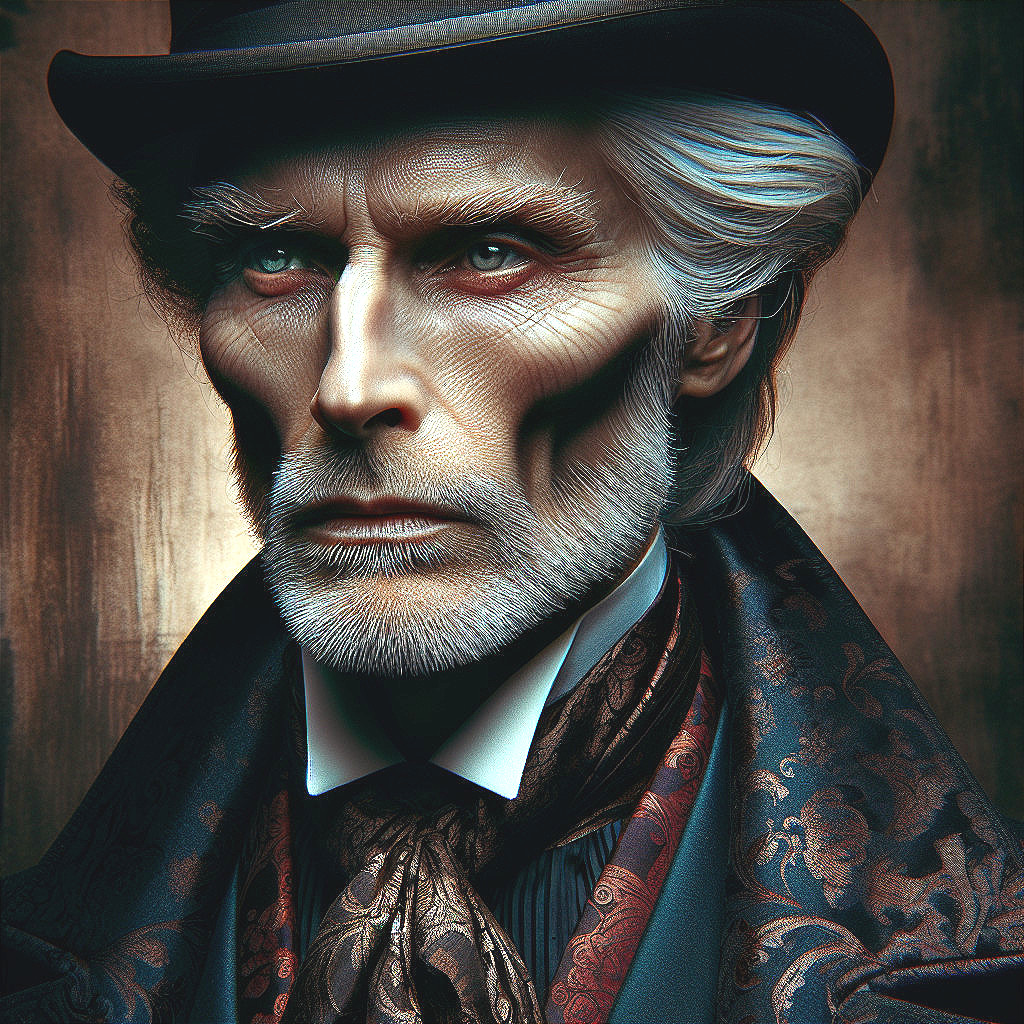 Distinguished Older Man in Lavish Attire and Top Hat