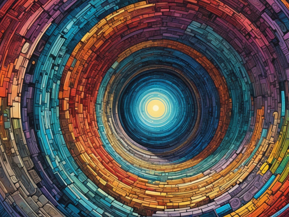 Vibrant Colorful Swirling Tunnel with Radiant Light