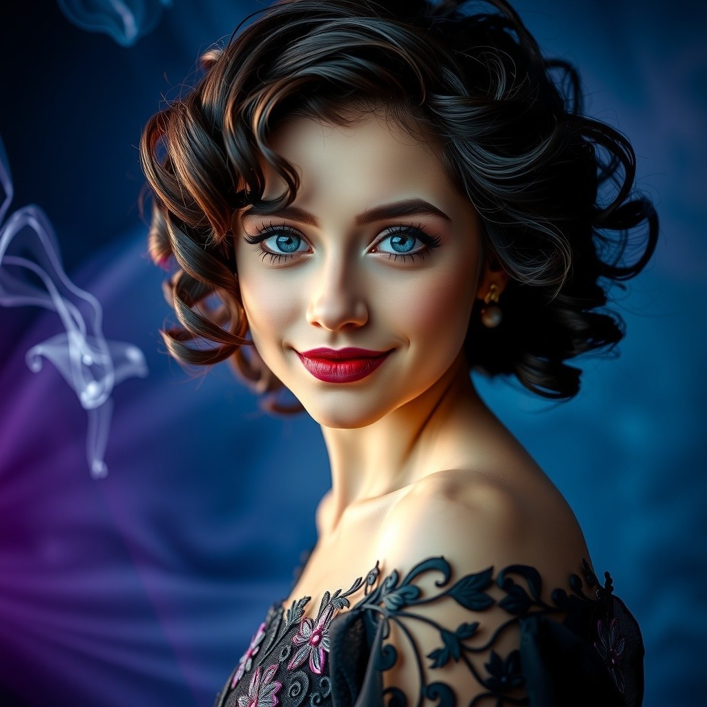 Portrait of a Woman in Elegant Black Dress