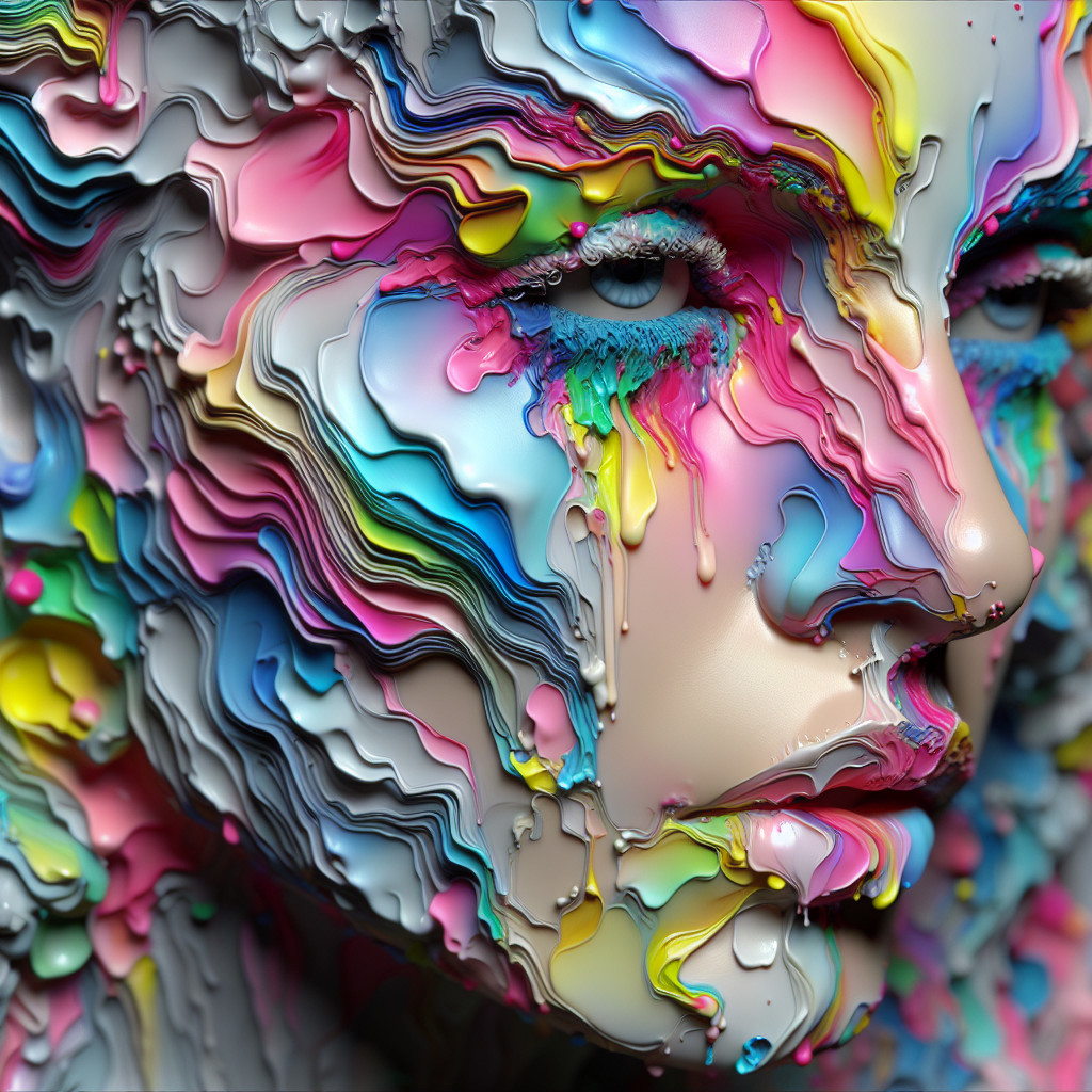 Abstract Face in Swirling Pastel Colors and Textures