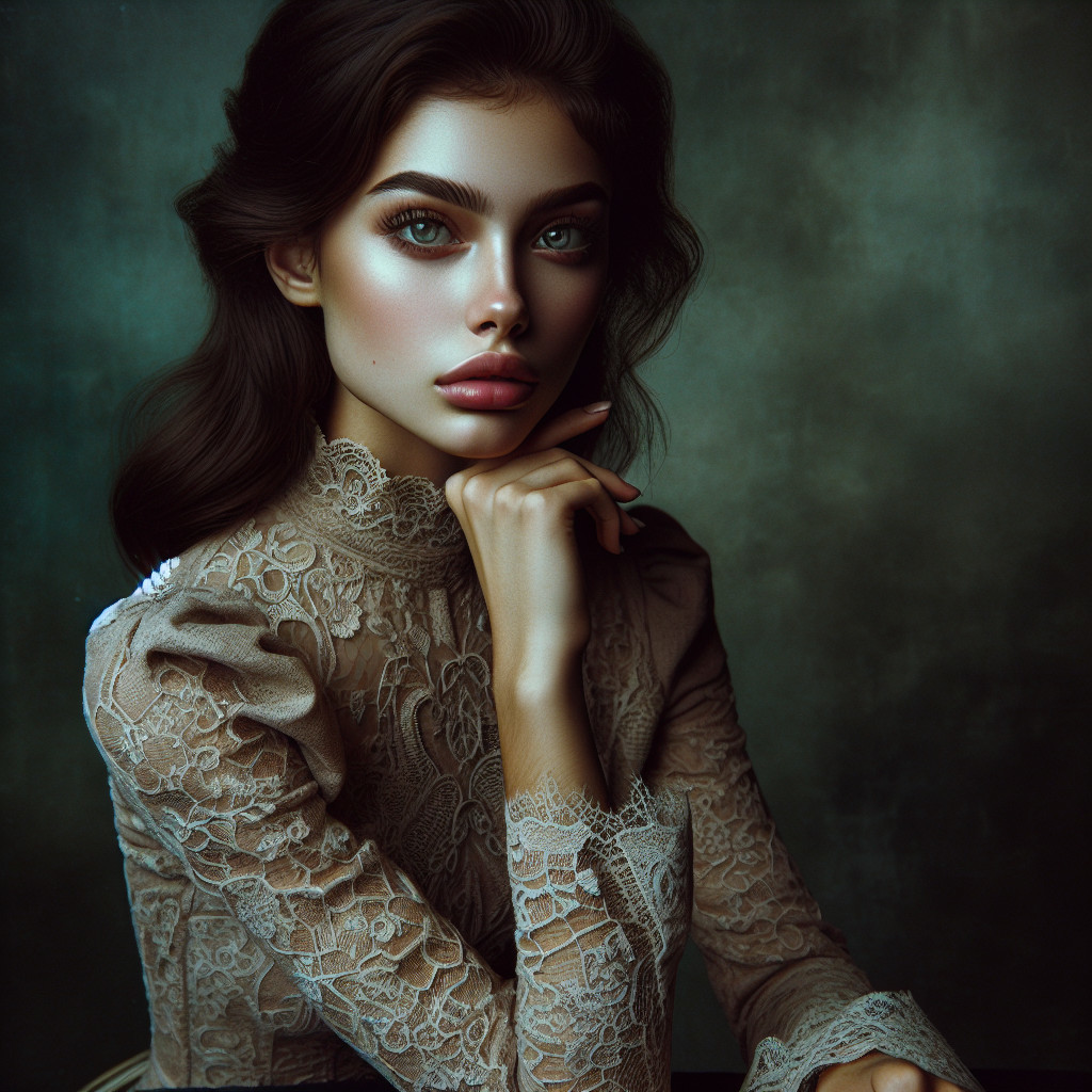 Elegant Young Woman with Striking Features and Green Eyes
