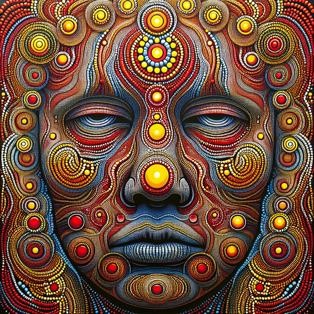 Abstract Human Face with Intricate Patterns and Colors