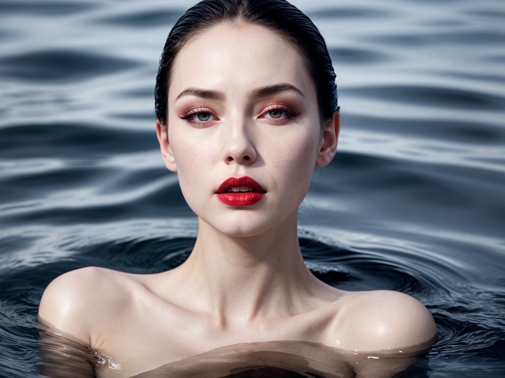 Portrait of a woman submerged in tranquil water