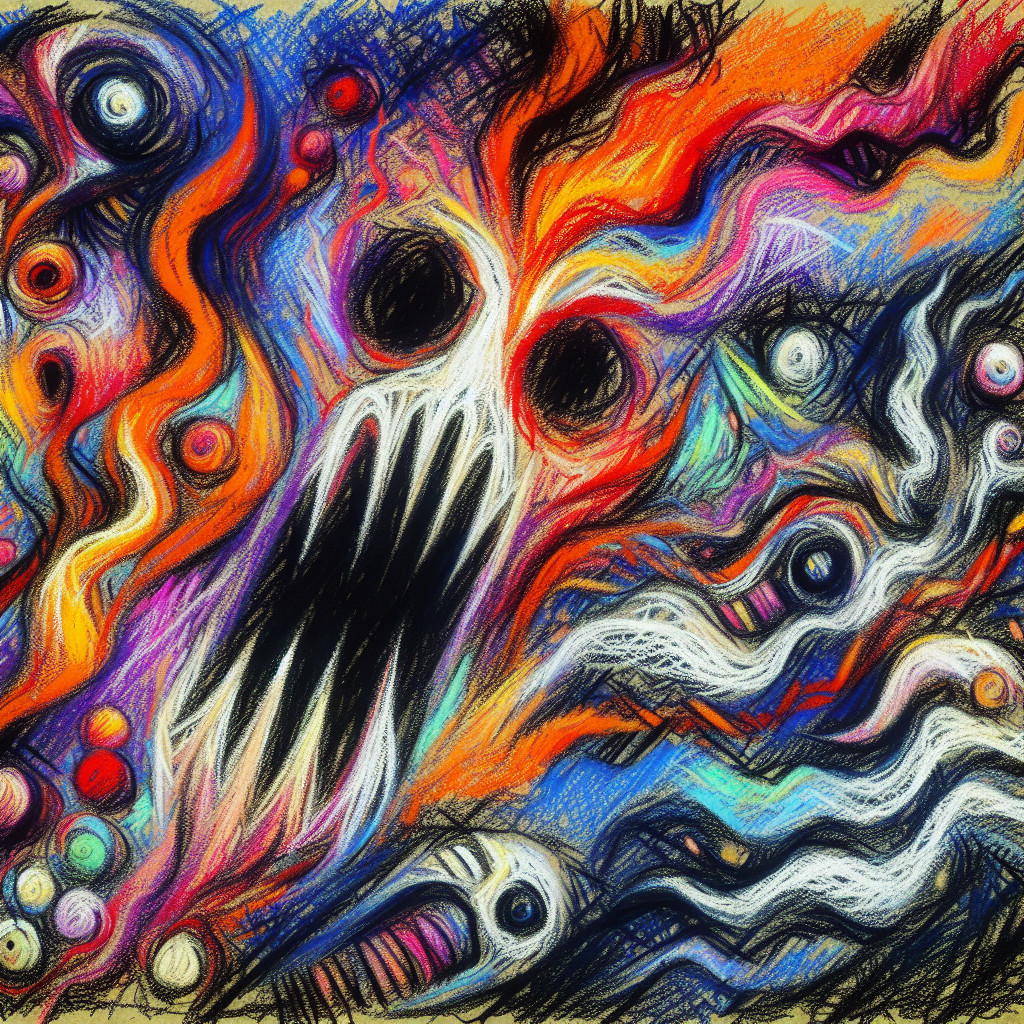 Abstract Colorful Skull with Surreal Movement Elements