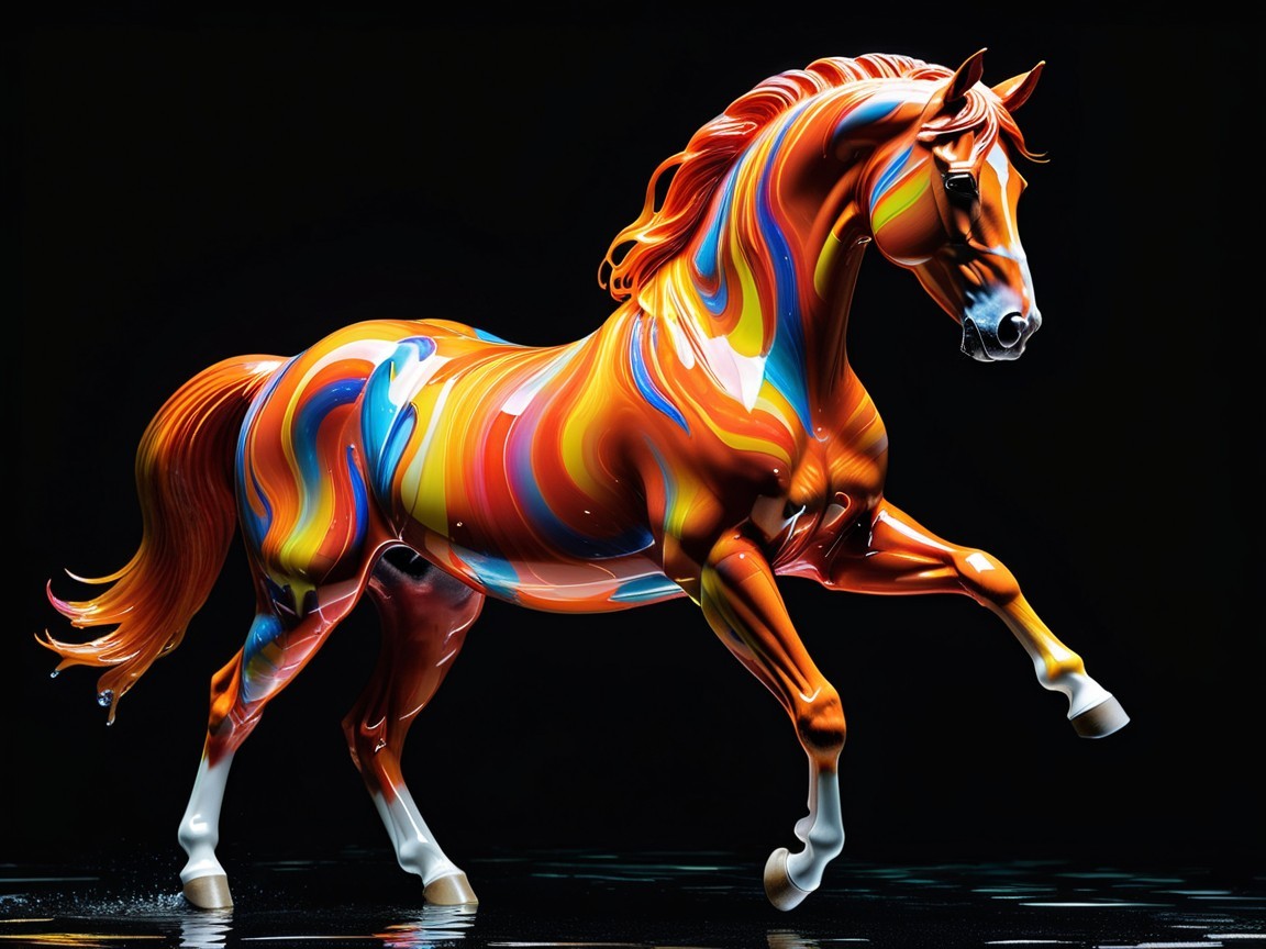 Vibrant Horse Figurine in Mid-Gallop Pose