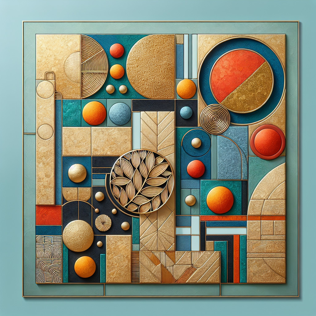 Vibrant Abstract Design with Geometric Shapes and Textures