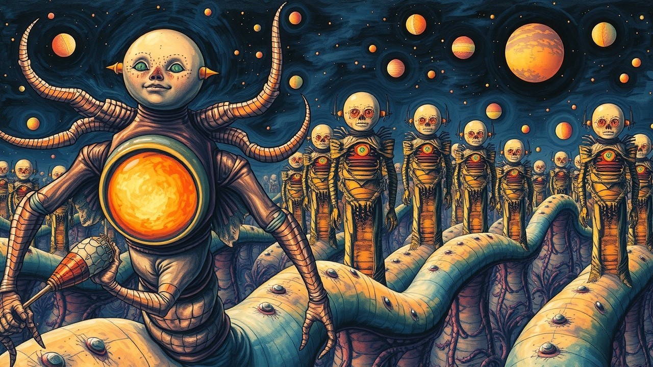 Surreal Landscape with Cosmic Worm-Like Structures