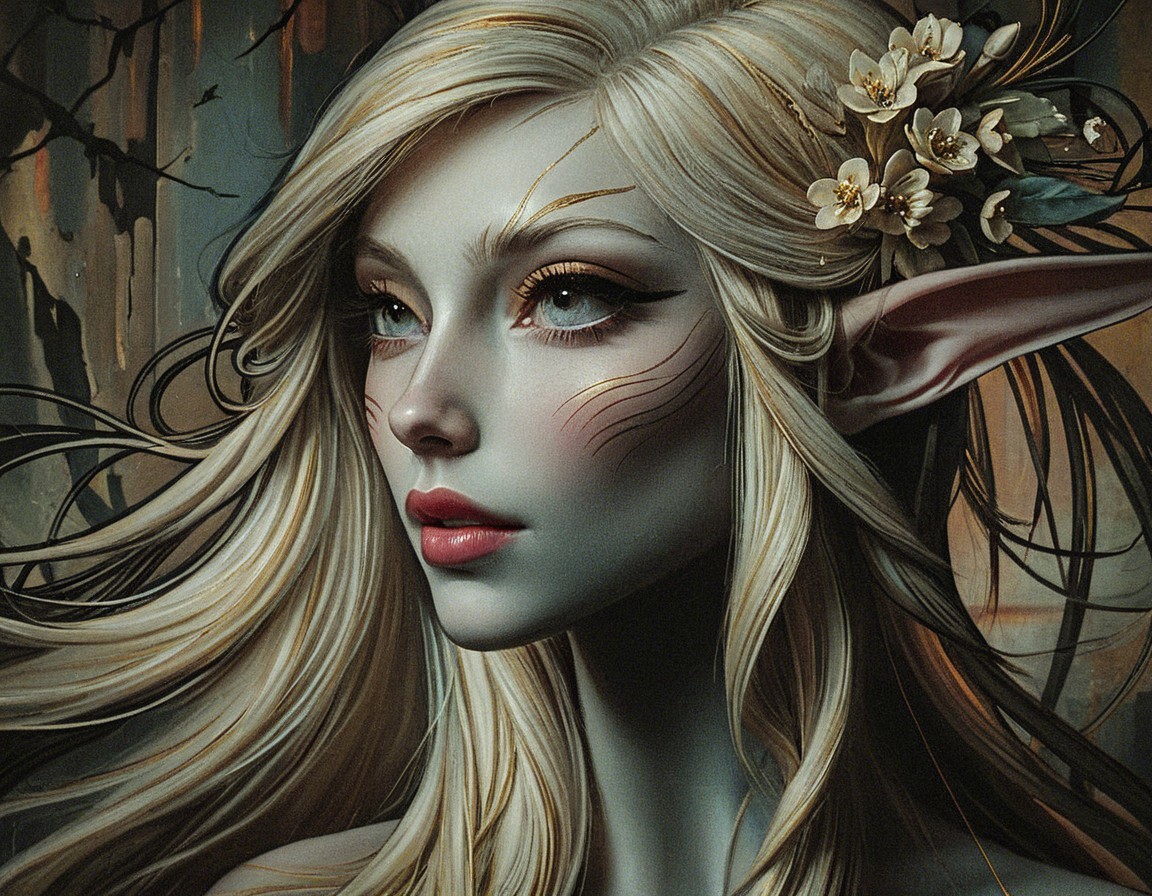 Fantasy Character with Elongated Ears and Ethereal Beauty