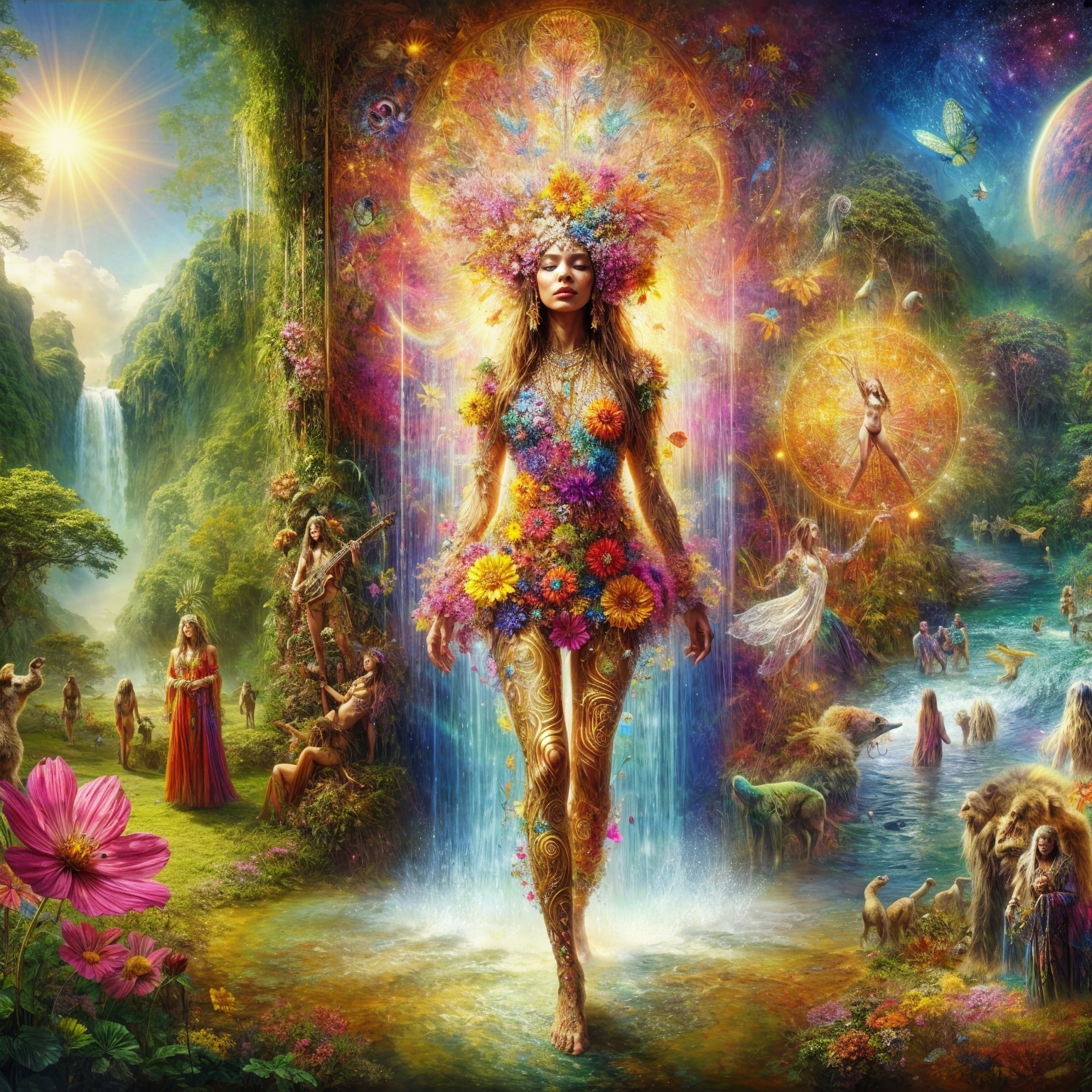 Ethereal Woman in a Lush, Fantastical Landscape