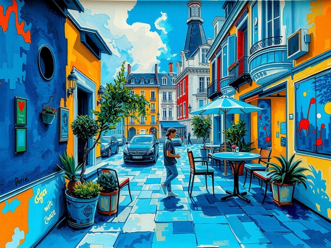 Colorful Alley with Bright Buildings and Outdoor Scene